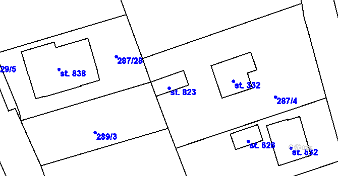 Parcela st. 823 v KÚ Holoubkov, Katastrální mapa