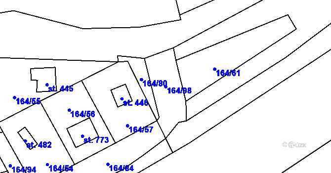 Parcela st. 164/98 v KÚ Holoubkov, Katastrální mapa
