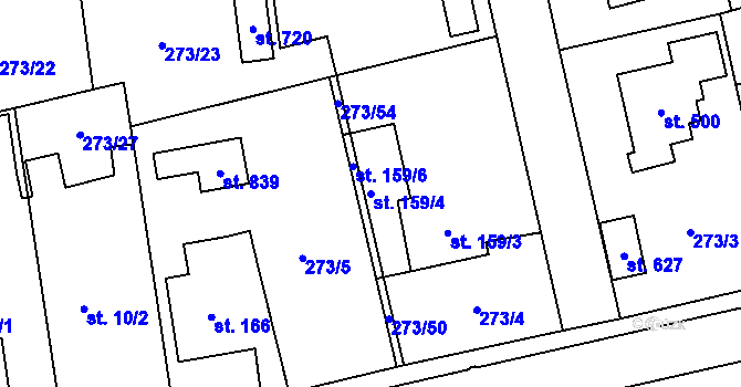 Parcela st. 159/4 v KÚ Holoubkov, Katastrální mapa