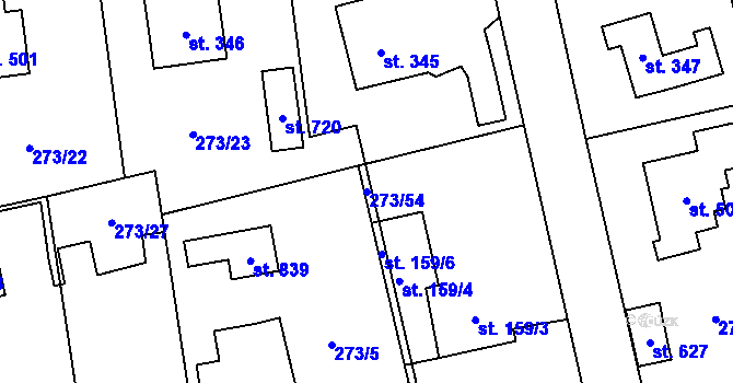 Parcela st. 273/54 v KÚ Holoubkov, Katastrální mapa