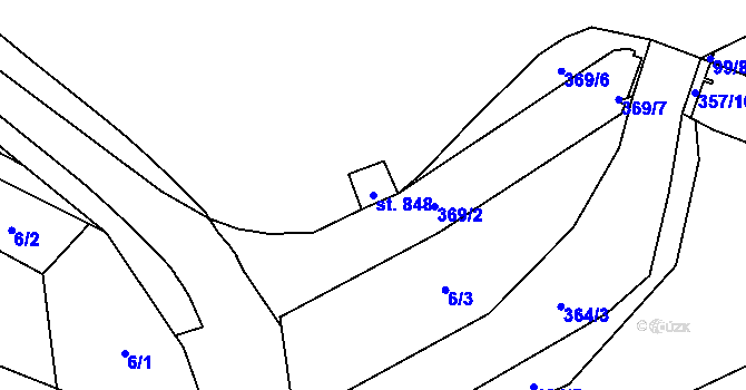 Parcela st. 848 v KÚ Holoubkov, Katastrální mapa