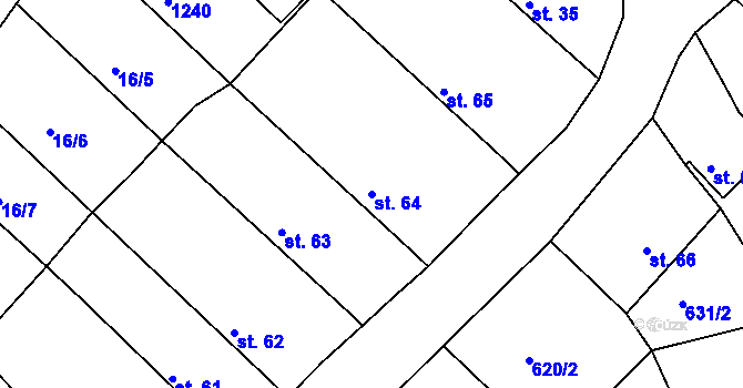 Parcela st. 64 v KÚ Těškov, Katastrální mapa