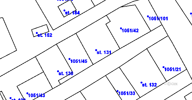Parcela st. 131 v KÚ Těškov, Katastrální mapa