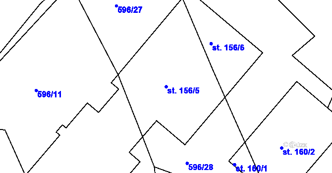 Parcela st. 156/5 v KÚ Těškov, Katastrální mapa