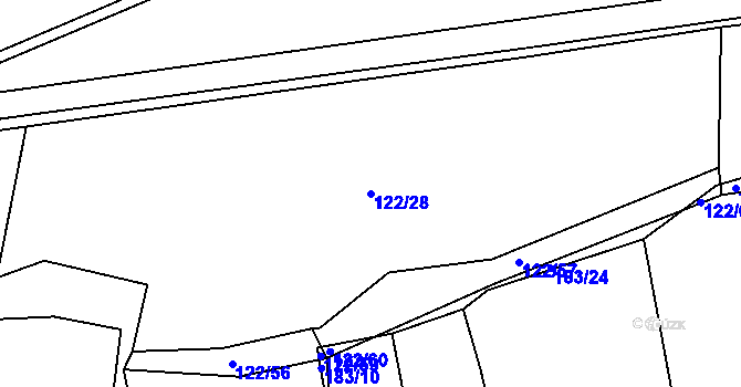 Parcela st. 122/28 v KÚ Těškov, Katastrální mapa