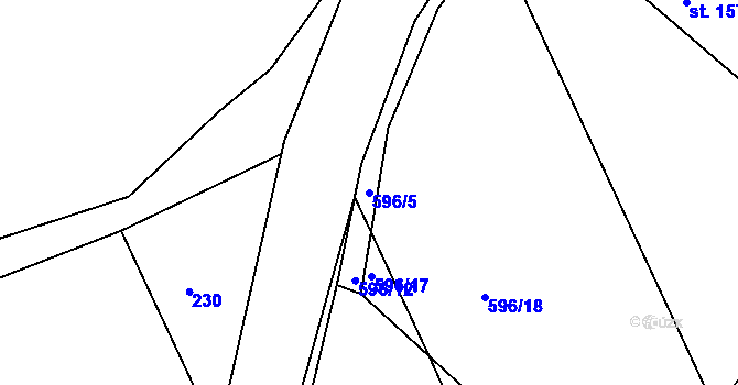 Parcela st. 596/5 v KÚ Těškov, Katastrální mapa