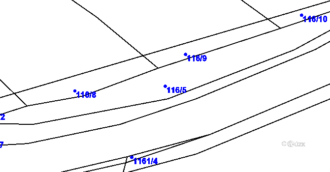 Parcela st. 116/5 v KÚ Těškov, Katastrální mapa