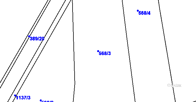 Parcela st. 568/3 v KÚ Těškov, Katastrální mapa