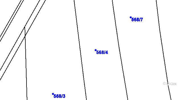 Parcela st. 568/4 v KÚ Těškov, Katastrální mapa