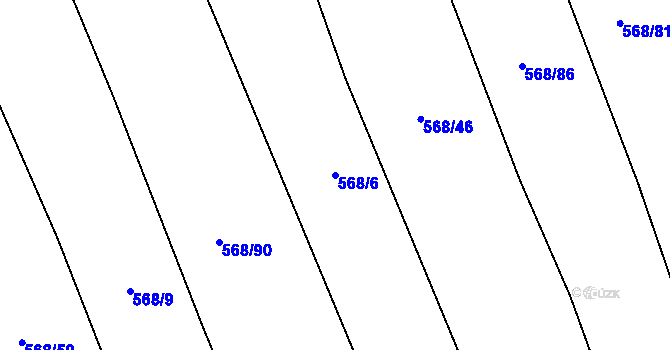 Parcela st. 568/6 v KÚ Těškov, Katastrální mapa