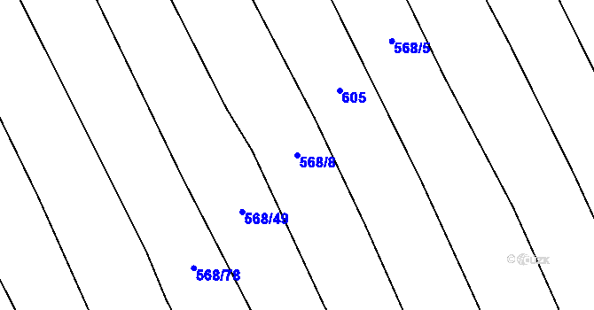 Parcela st. 568/8 v KÚ Těškov, Katastrální mapa