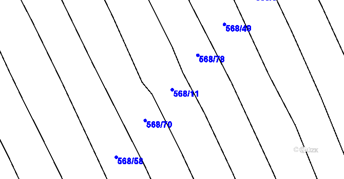 Parcela st. 568/11 v KÚ Těškov, Katastrální mapa