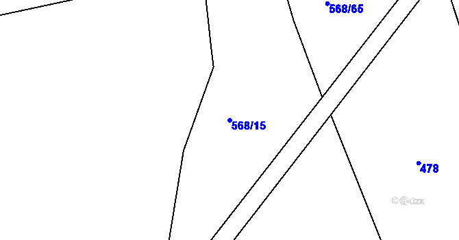 Parcela st. 568/15 v KÚ Těškov, Katastrální mapa