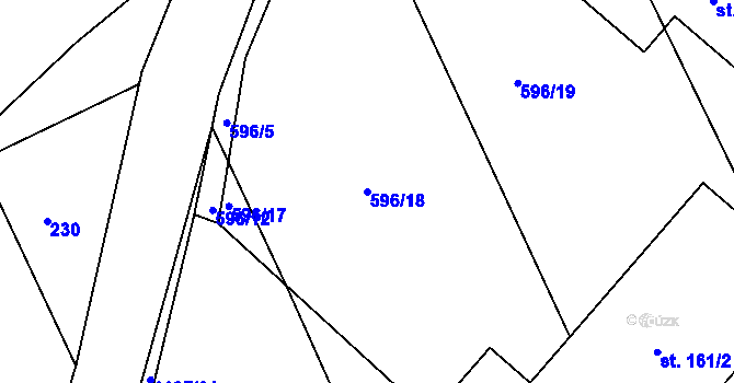 Parcela st. 596/18 v KÚ Těškov, Katastrální mapa