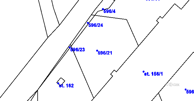 Parcela st. 596/21 v KÚ Těškov, Katastrální mapa