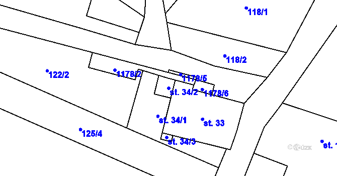 Parcela st. 34/2 v KÚ Holovousy v Podkrkonoší, Katastrální mapa