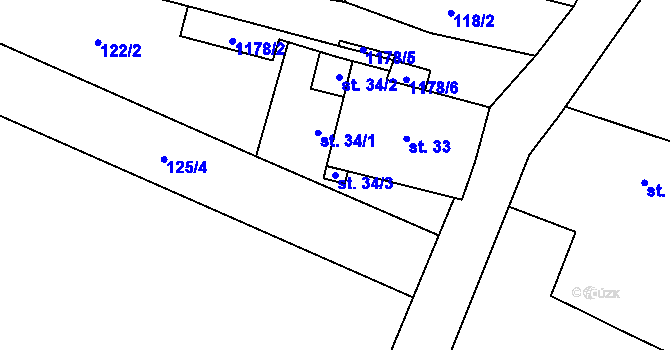 Parcela st. 34/3 v KÚ Holovousy v Podkrkonoší, Katastrální mapa