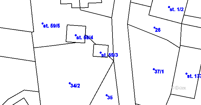 Parcela st. 59/3 v KÚ Holovousy v Podkrkonoší, Katastrální mapa