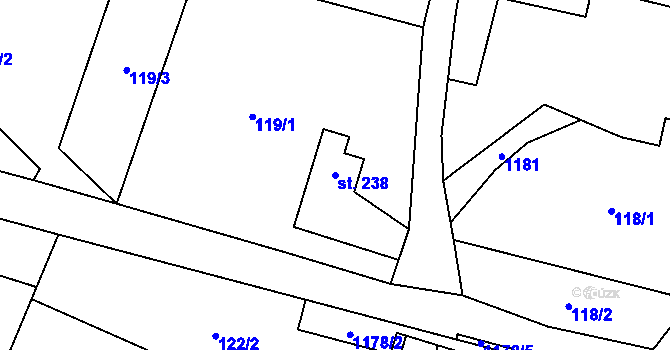 Parcela st. 238 v KÚ Holovousy v Podkrkonoší, Katastrální mapa