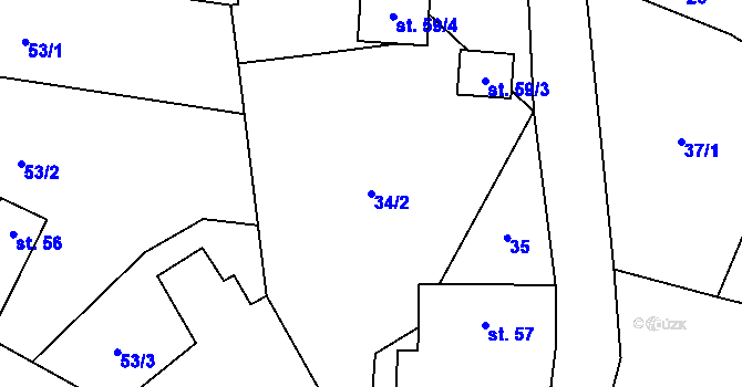 Parcela st. 34/2 v KÚ Holovousy v Podkrkonoší, Katastrální mapa