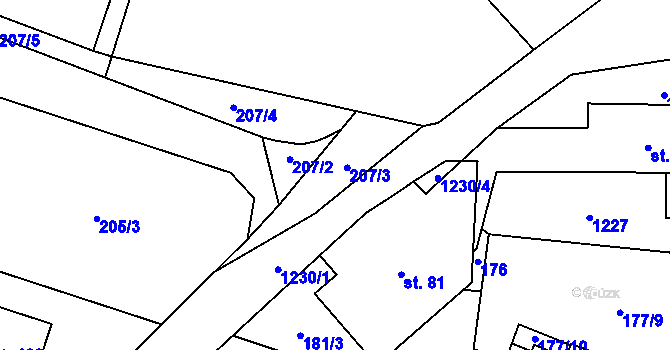 Parcela st. 207 v KÚ Holovousy v Podkrkonoší, Katastrální mapa