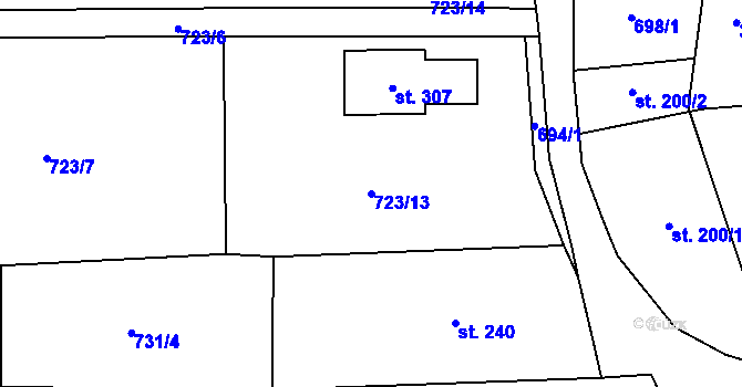 Parcela st. 723/13 v KÚ Holovousy v Podkrkonoší, Katastrální mapa
