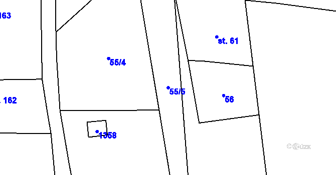 Parcela st. 55/5 v KÚ Holovousy v Podkrkonoší, Katastrální mapa