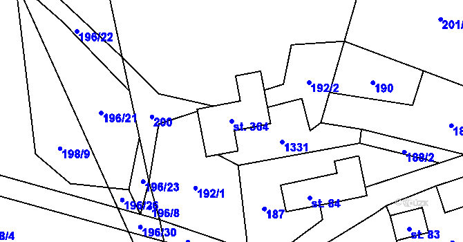 Parcela st. 364 v KÚ Holovousy v Podkrkonoší, Katastrální mapa