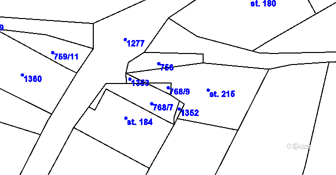 Parcela st. 768/9 v KÚ Holovousy v Podkrkonoší, Katastrální mapa