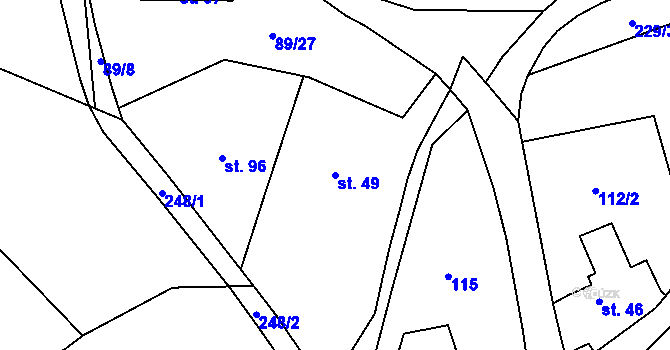 Parcela st. 49 v KÚ Holštejn, Katastrální mapa