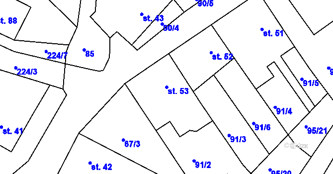 Parcela st. 53 v KÚ Holštejn, Katastrální mapa