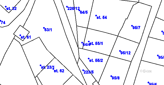 Parcela st. 64/4 v KÚ Holštejn, Katastrální mapa