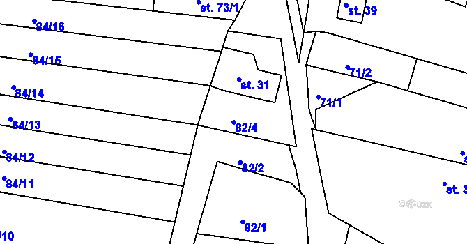Parcela st. 82/4 v KÚ Holštejn, Katastrální mapa