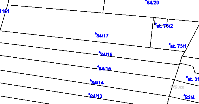 Parcela st. 84/16 v KÚ Holštejn, Katastrální mapa