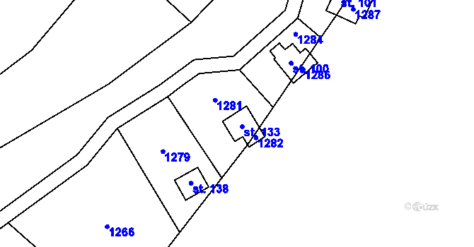 Parcela st. 133 v KÚ Holštejn, Katastrální mapa