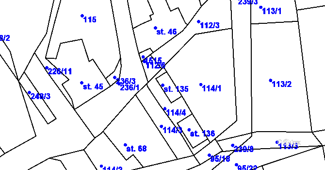 Parcela st. 135 v KÚ Holštejn, Katastrální mapa