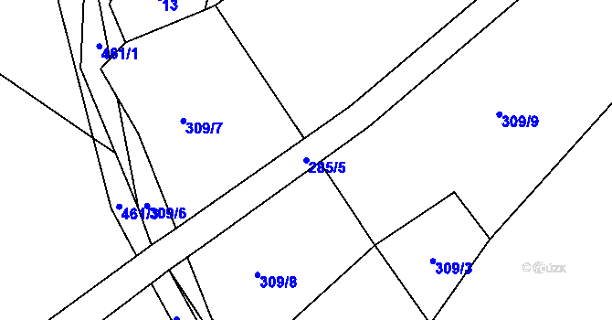 Parcela st. 285/5 v KÚ Babice u Holubče, Katastrální mapa