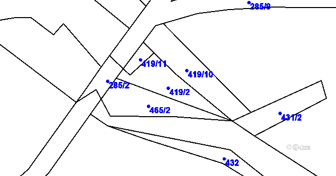 Parcela st. 419/2 v KÚ Babice u Holubče, Katastrální mapa