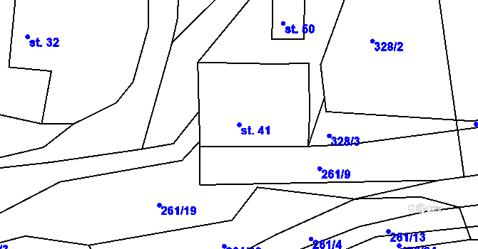 Parcela st. 41 v KÚ Holubeč, Katastrální mapa