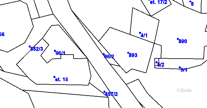 Parcela st. 96/2 v KÚ Holubeč, Katastrální mapa