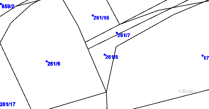 Parcela st. 261/5 v KÚ Holubeč, Katastrální mapa