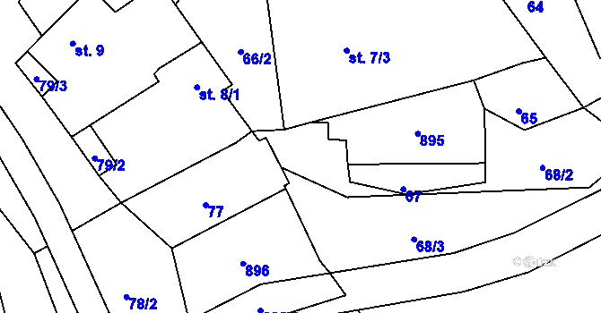 Parcela st. 66/1 v KÚ Holubeč, Katastrální mapa