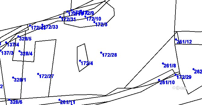 Parcela st. 172/28 v KÚ Holubeč, Katastrální mapa