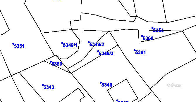 Parcela st. 5349/3 v KÚ Holubí Zhoř, Katastrální mapa