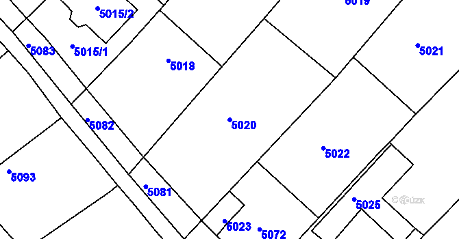 Parcela st. 5020 v KÚ Holubí Zhoř, Katastrální mapa