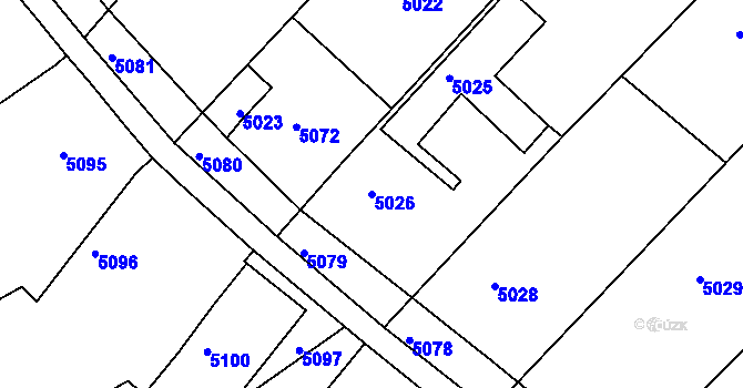 Parcela st. 5026 v KÚ Holubí Zhoř, Katastrální mapa
