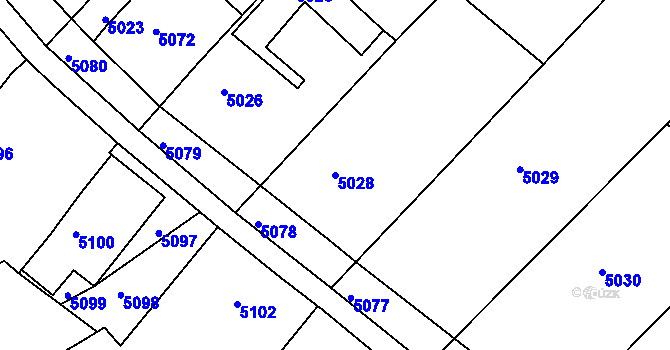 Parcela st. 5028 v KÚ Holubí Zhoř, Katastrální mapa