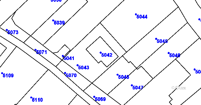 Parcela st. 5042 v KÚ Holubí Zhoř, Katastrální mapa