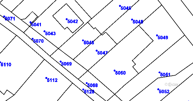 Parcela st. 5047 v KÚ Holubí Zhoř, Katastrální mapa