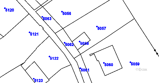 Parcela st. 5058 v KÚ Holubí Zhoř, Katastrální mapa